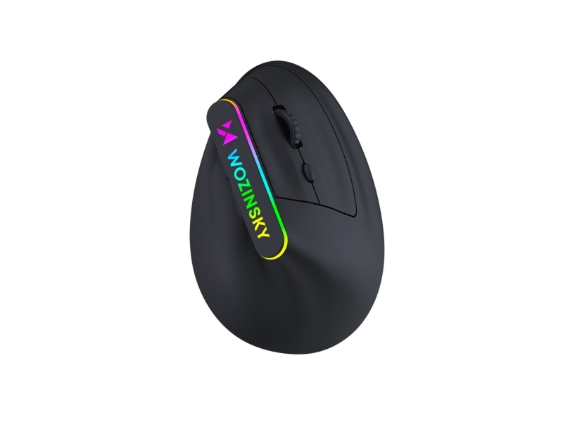 Wozinsky Wmg-1164 Trådløs, Lodret, Ergonomisk Gamingmus Med 3600 Dpi Og Rgb-Belysning – Sort