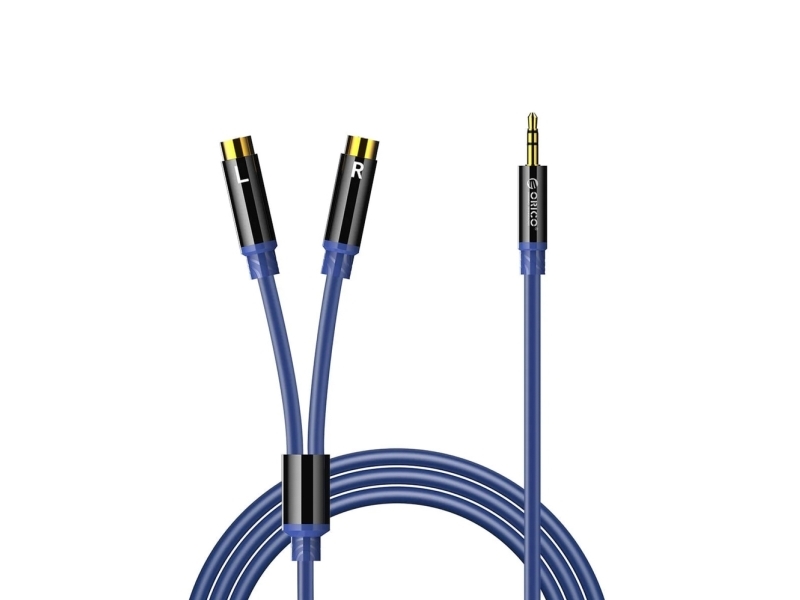 Orico-Kabel: Orico Axrf Audiokabel, 3,5-Mm-Miniklinke Auf 2X Cinch-Buchse, 1,5 M – Blau