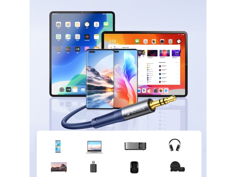 Orico-Kabel Orico Axrf-Lydkabel, 3,5 Mm Mini-Jack Til 2X Rca-Hunstik, 2 M – Blå