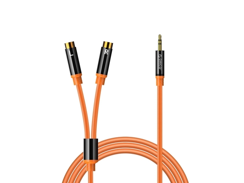 Kabel Orico Audiokabel Orico Axrf 3,5-Mm-Miniklinke Auf 2X Cinch, 3 M – Orange