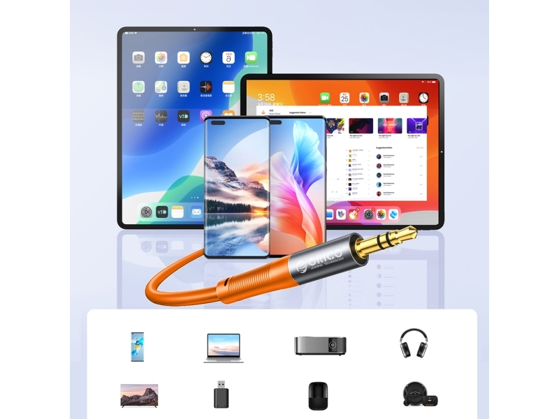 Kabel Orico Kabel Audio Orico Axrf Mini Jack 3.5 Mm Do 2X Rca Zenskiego 3 M - Pomaranczowy