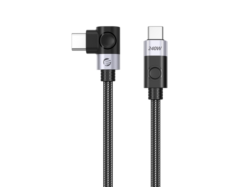 Orico Usb-Kabel Orico Cw240 Usb-C-Zu-Usb-C-Kabel Mit Abgewinkeltem Stecker, Pd 240 W, 2 M – Schwarz