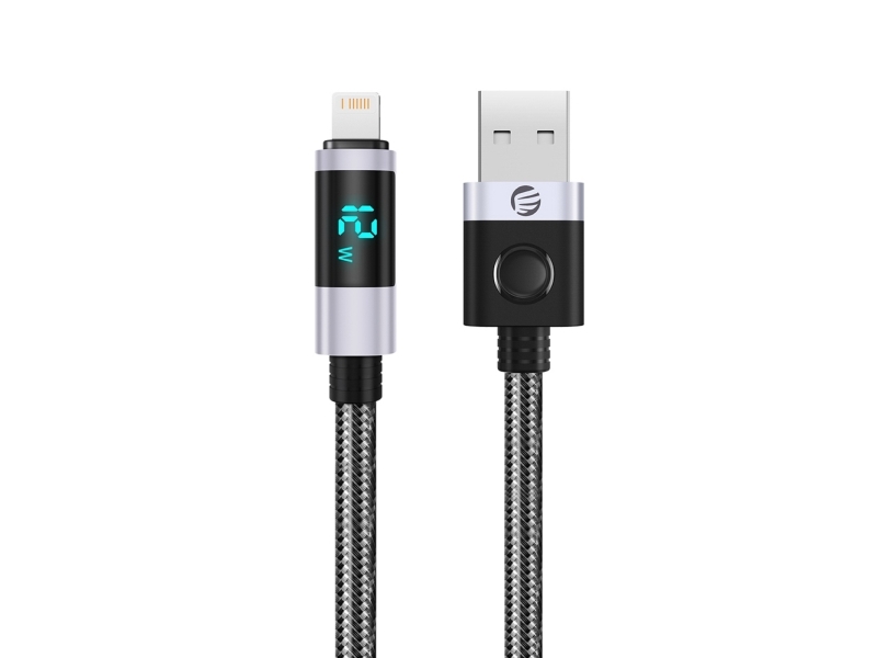 Orico Usb-Kabel Orico Lda2l Usb-A Auf Lightning 12 W Mit Led-Anzeige 0,5 M – Schwarz-Silber