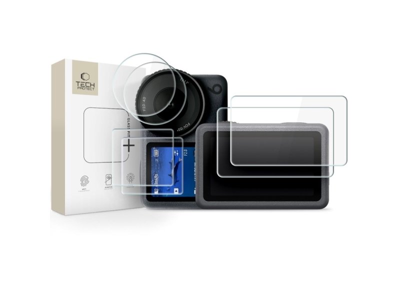 Spigen Szklo Gehärtetes Glas Tech-Protect Glass Fit+ 2-Set Dji Osmo Action 6 Clear