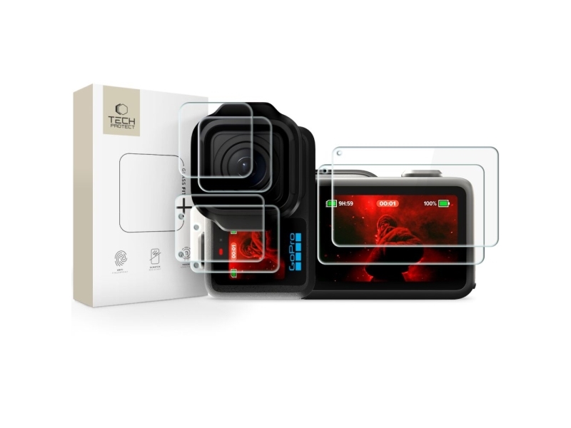 Hofi Tech-Protect Foil & Glass Fit+ 2-Sæt Gopro Mission 1 / Pro Clear