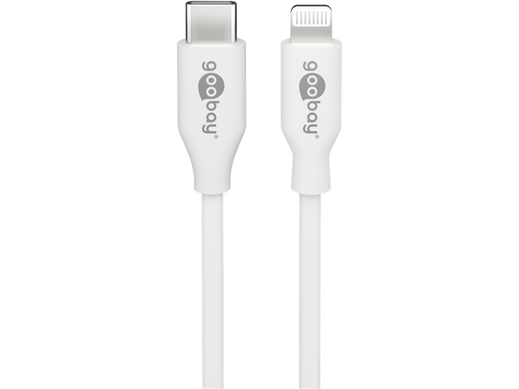 Goobay Lightning-Auf-Usb-C-Lade Und Synchronisationskabel, Apple-Schnelllademodus Mit Bis Zu 87 W, Usb-C 0.48 Gbit/S, 0.5 M, Weiß, 0,5 M, Lightning,