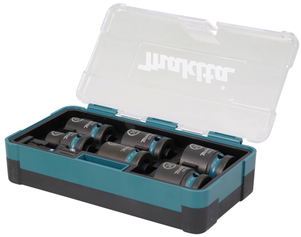 Makita E-16592, Sats med slaghylsor, Svart, Turkosbl&aring;, 1 huvuden, 1/2, Metrisk, 13,17,19,21,22,24 mm