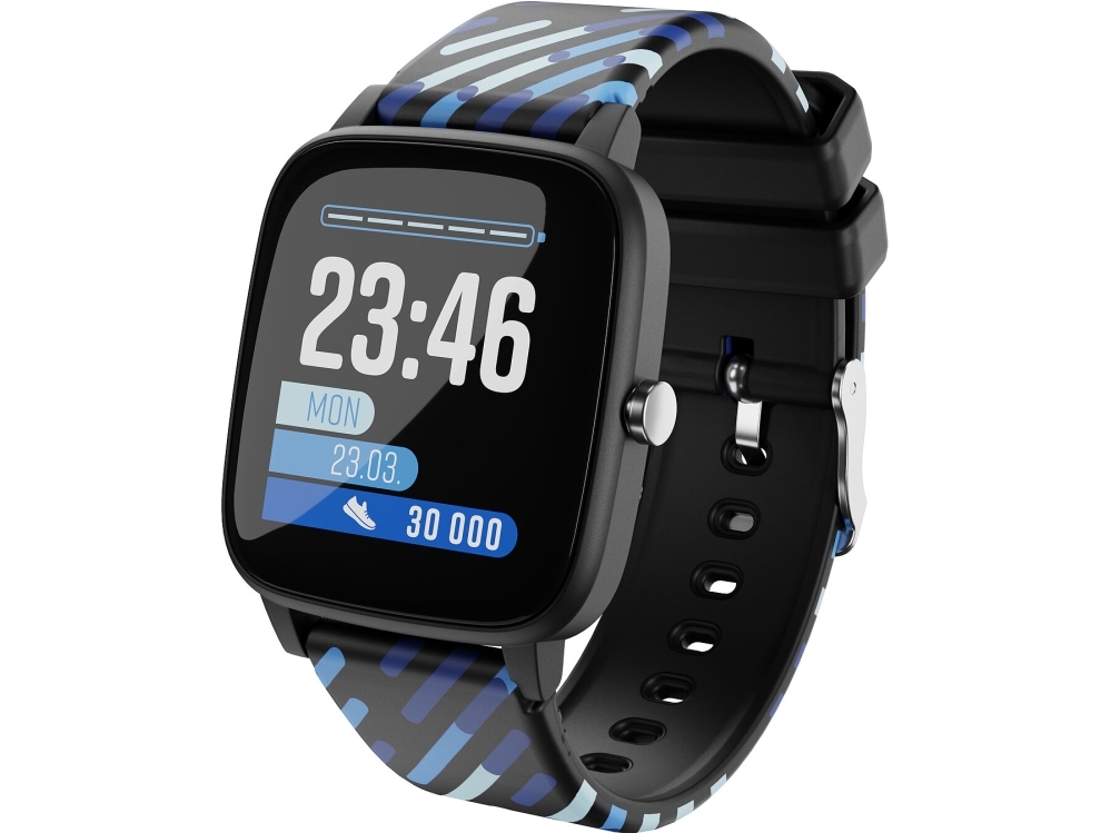 Lamax Bcool Smartwatch Für Kinder, Schwarzes Gehäuse Mit Schwarzem Und Blauem Armband