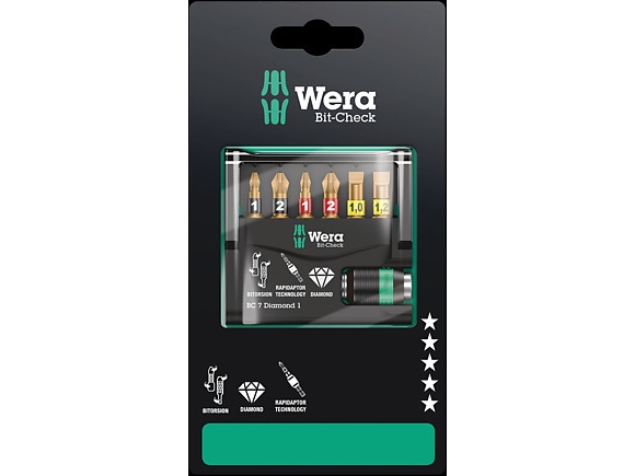 Wera 05073419001, 7 Stück(E), Phillips, Pozidriv, Schlitz, Ph 1, Ph 2, Pz 1, Pz 2, 175 Mm, 16 Mm