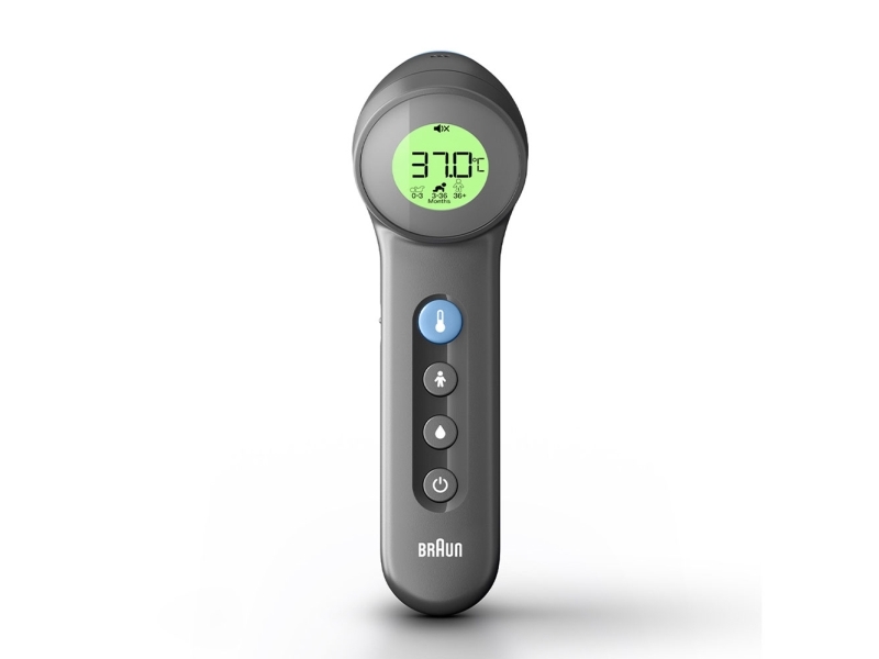 Braun BNT 400 BK, Kaukolämpömittari, Harmaa, Otsa, Painikkeet, °C, Ruumiinlämpötila, Pintalämpötila