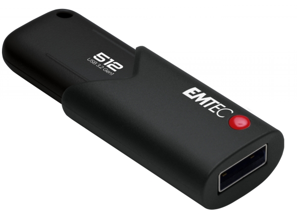 Emtec B120 Click Secure, 512 Gb, Usb Type-A, 3.2 Gen 2 (3.1 Gen 2), Glide, Sort