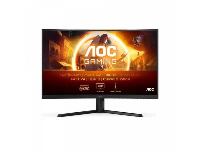 Aoc G4 Cq32g4ve, 80 Cm (31.5"), 2560 X 1440 Pixel, Quad Hd, Lcd, 1 Ms, Schwarz, Grau
