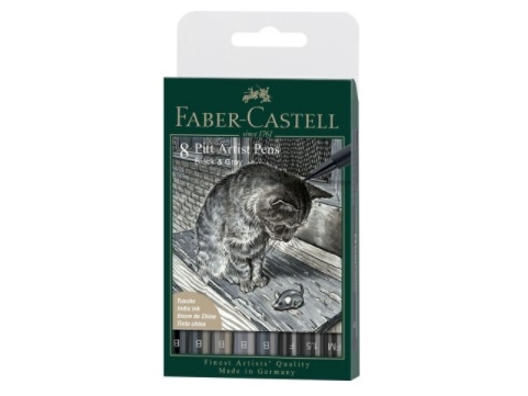 Faber-Castell 167171, 8 farver, Sort, Grå, Rund, Plast, 1 stk