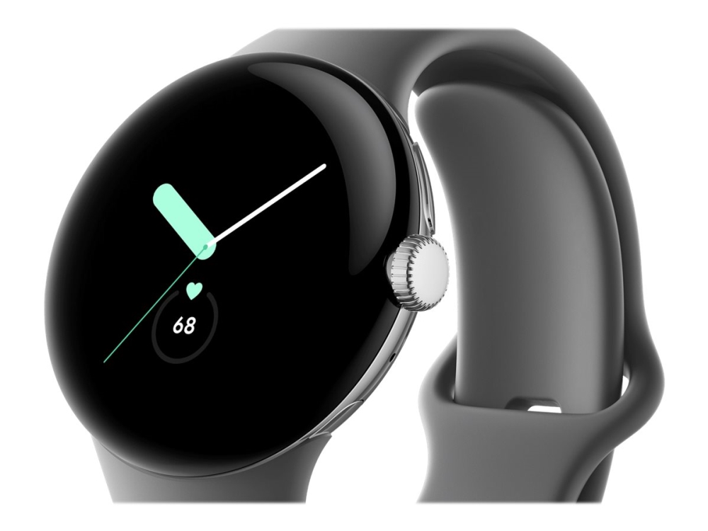 Google Pixel Watch Lte 41Mm Polished Silver Gehäuse Mit Sportband - Charcoal