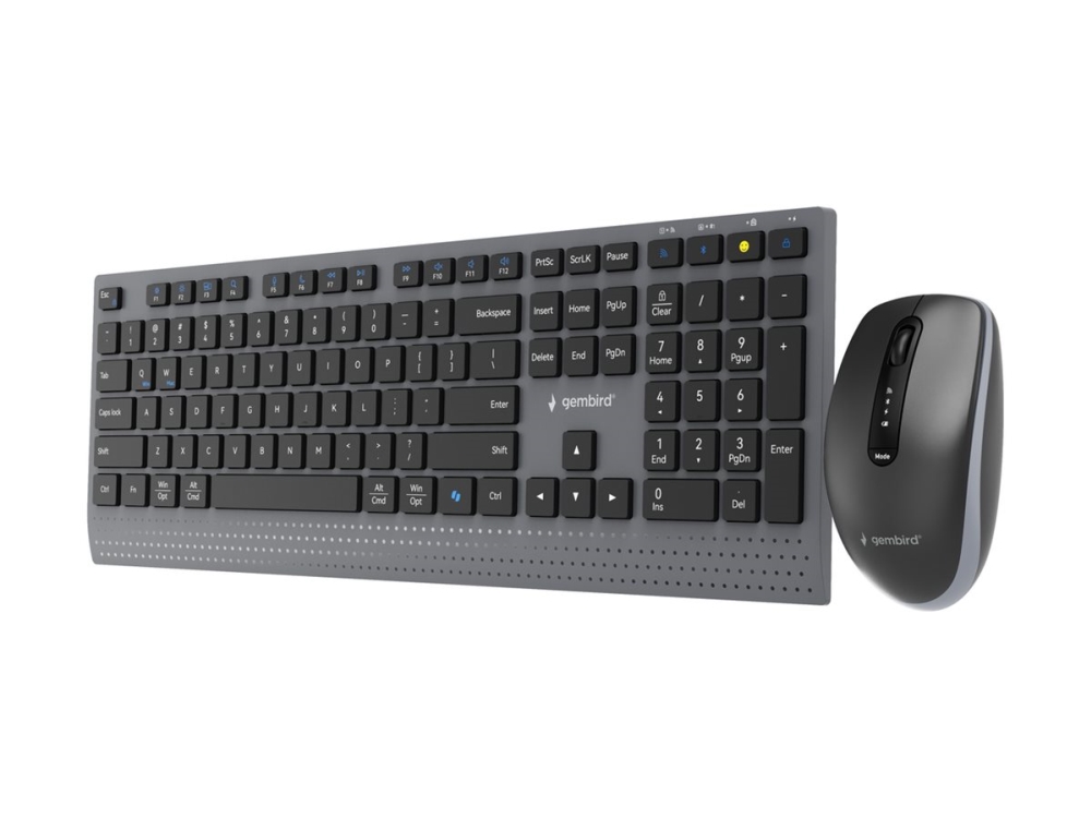Gembird Kbs-Wps-02, Volle Größe (100%), Kabellos, Rf Wireless + Bluetooth, Qwerty, Schwarz, Maus Enthalten