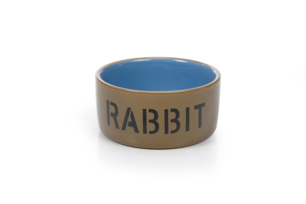 Beeztees 801482, Kaninchen, Haustier-Fütterungsschale, Keramik, Beige, Blau, Abbildung, 11,5 Cm