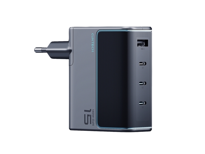 Cuktech Ad1404ueu 140W Gan 3X Usb-C + Usb-A Wall Charger With Usb-C Cable - Gray