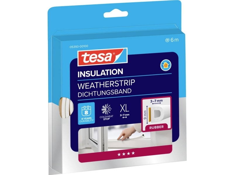 Sealing tape D profile Tesa 9 x 7 mm., 6 m