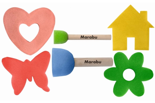Marabu Kids Schwammstempel-Set Little Artikst, 6Er Set Stupfen- Und Schwammstempel, Zum Stempeln, Schablonieren - 1 Stück (0318000000012)