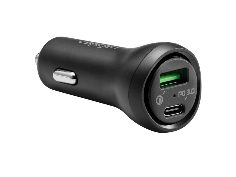 Spigen SteadiBoost F31QC 2-port biloplader PD 27W QC 3.0 Black