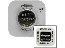 Energizer 301/386, Engangsbatteri, Sølvoxid (S), 1,55 V, 1 stk, 130 mAh, Sølv