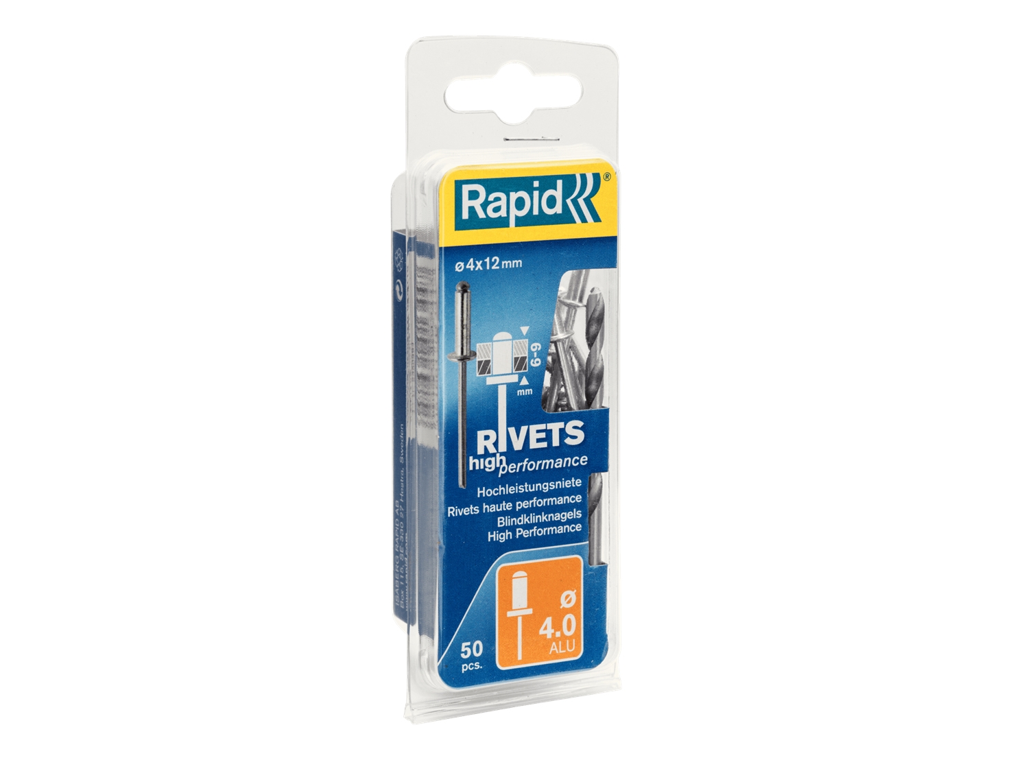Rapid 5000384, Blindniete, Aluminium, Stahl, Edelstahl, Rp10 , Rp40, Rp60, Rp100, 4 Mm, 12 Mm