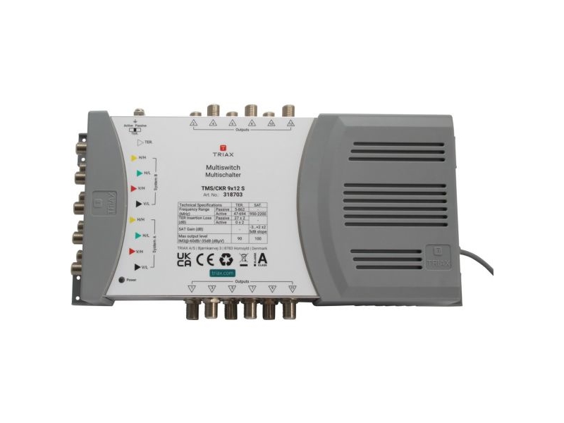 Triax Tms/Ckr 9X12 S, 5 Eingänge, 12 Ausgänge, 5 - 862 Mhz, 950 - 2200 Mhz, 10 Db, 10 Db