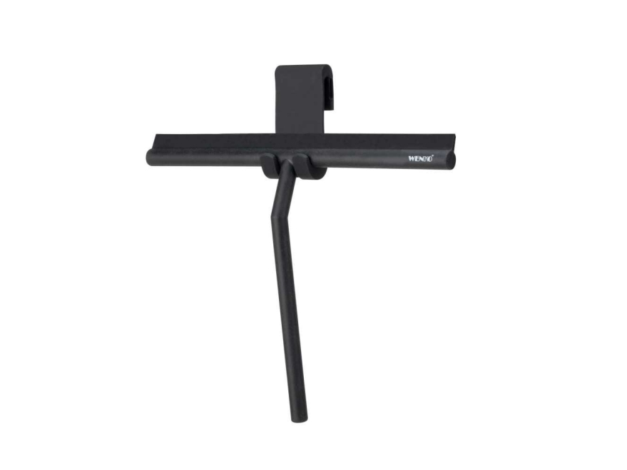 Wenko 25358100, Duschrakel Mit Einzelklinge, Schwarz, Edelstahl, Silikon, 320 Mm, 45 Mm