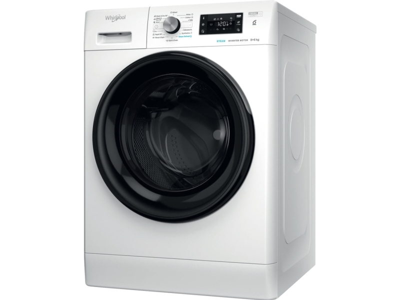 Whirlpool Ffwdb 864349 Bv Ee, Frontlader, Freistehend, Weiß, Schwarz, Schwarz, Led