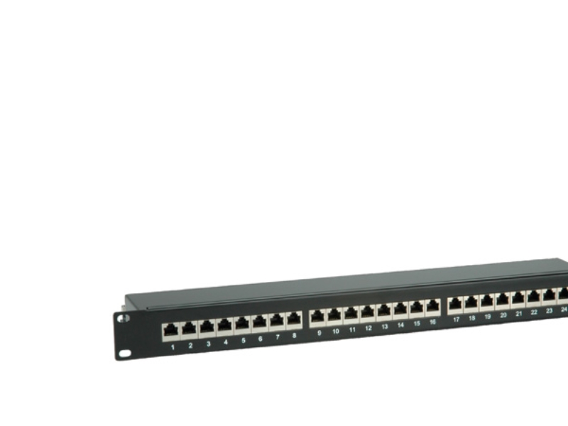 Value Kat.6A 19"-Patchpanel, 24 P, Geschirmt, Schwarz, Sort