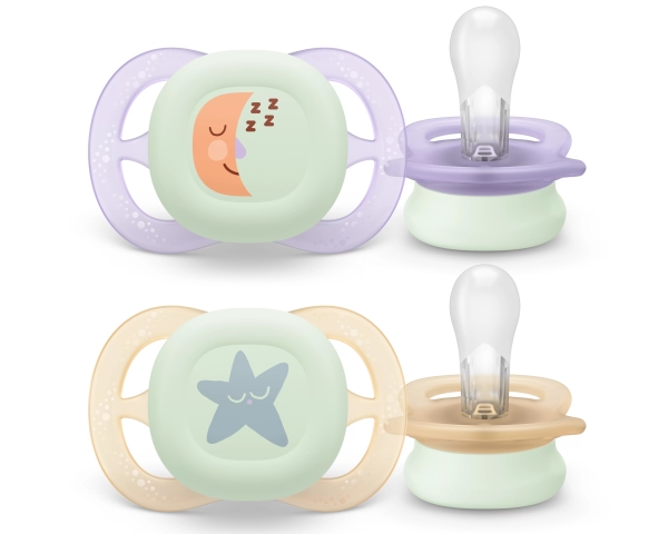 Philips AVENT Soother SCF075/07 ultra start Nighttime, Klassisk babysut, Ortodontisk, Silikone, Dreng/Pige, Tåler opvaskemaskine billede