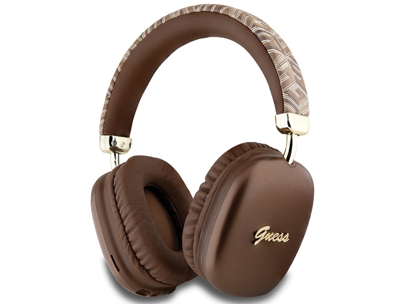 Guess Bluetooth On-Ear Headphones Gubhk1gctcsw Brown/Brown Gcube Metallic Script Logo