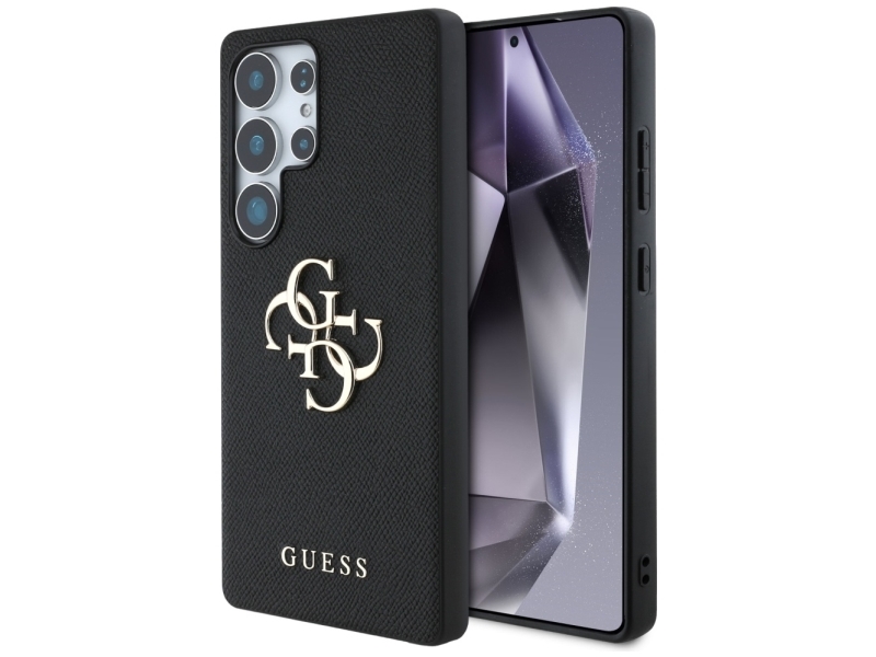 Guess Grained Big 4G Logo Small Classic Logo Case For Samsung Galaxy S25 Ultra Black