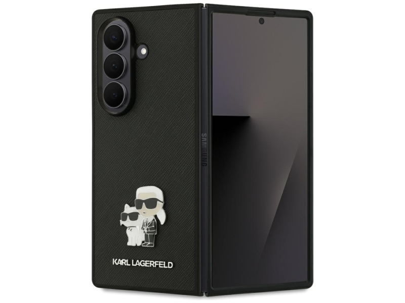 Karl Lagerfeld Pu Saffiano Karl And Choupette Case For Samsung Galaxy Z Fold 7 Black