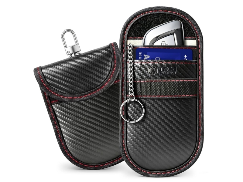 Tech-Protect nøglefri RFID-signalblokerende etui KLR100 carbon black/red
