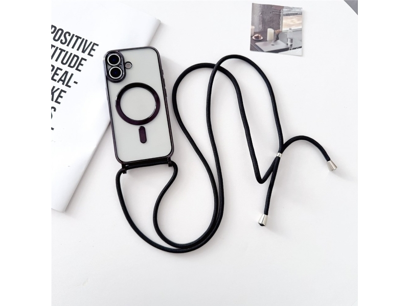 Iphone 17 Case With Crossbody Strap, Magsafe Compatible - Black