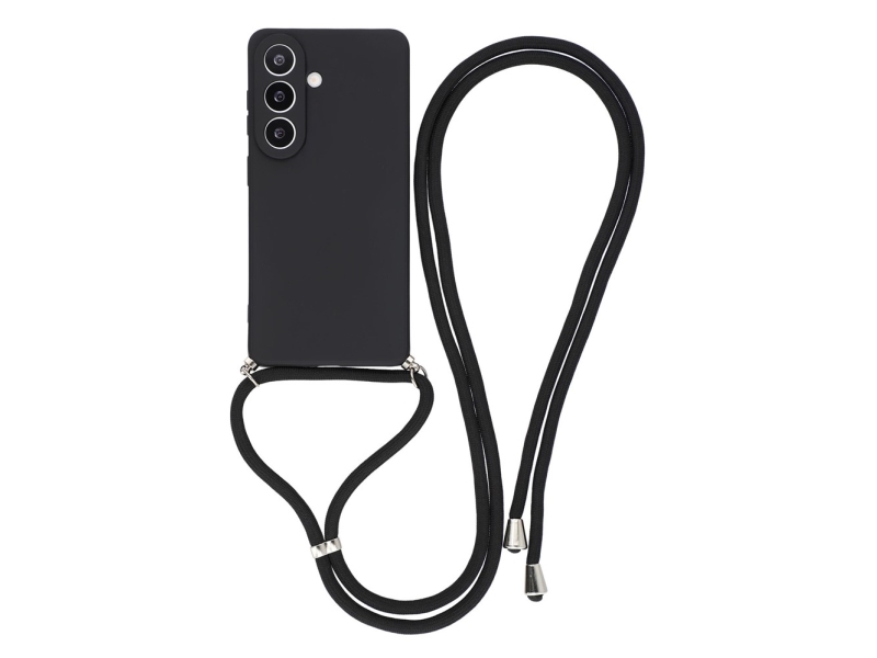 Samsung Galaxy S26 Case With Fiber Lining And Crossbody Strap - Black