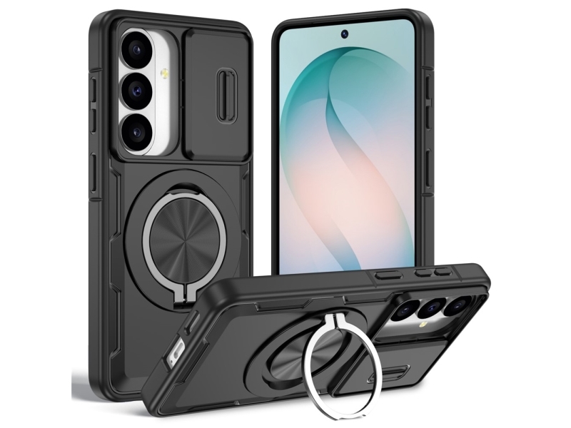 Samsung Galaxy S26 Case With Sliding Camera Cover And Swivel Stand Compatible With Magsafe - Black