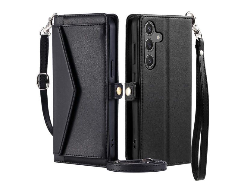 Samsung Galaxy A56 5G Leather Wallet Case With Stand Function And Straps - Black