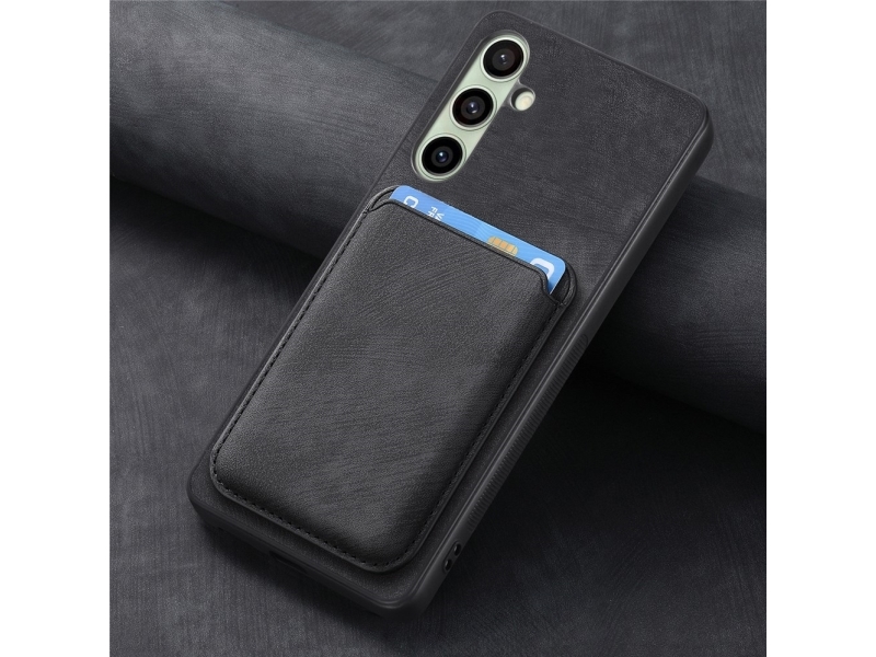 Samsung Galaxy A56 5G Faux Leather Case With Detachable Card Holder, Magsafe Compatible - Black