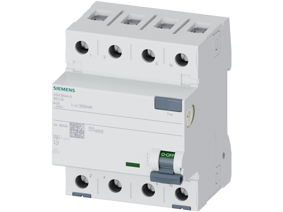 Siemens 5SV PFI relæ A, 4P på 40A