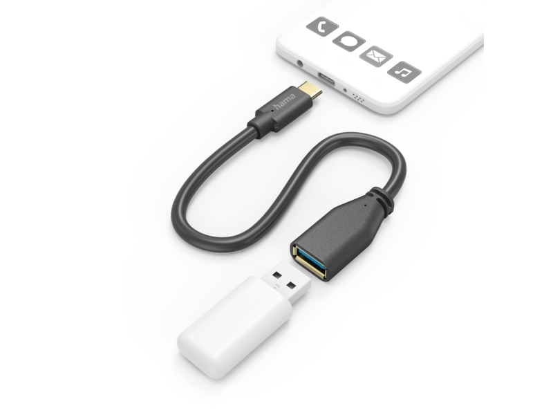 Hama 00201605, 0,15 M, Usb C, Usb A, Usb 3.2 Gen 1 (3.1 Gen 1), 5 Gbit/Sek., Sort