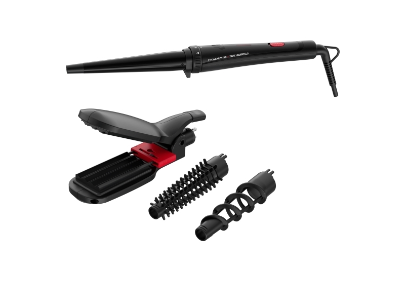 Rowenta X Karl Lagerfeld Cf422l Infinite Looks 9-In-1 Multistyler Hair Straightener, Curling Iron, And Crimper With Ceramic Coating And Cool Tip - Bl
