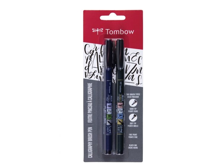 Tombow WS-BHS-2P, Sort, Sort, Rund, Vandbaseret blæk, 2 stk, Blister