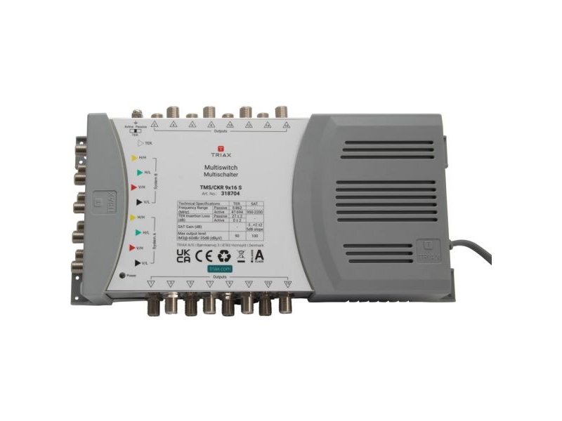 Triax TMS/CKR 9x16 S, 5 inputs, 16 outputs, 5 - 862 Mhz, 950 - 2200 Mhz, 10 dB, 10 dB