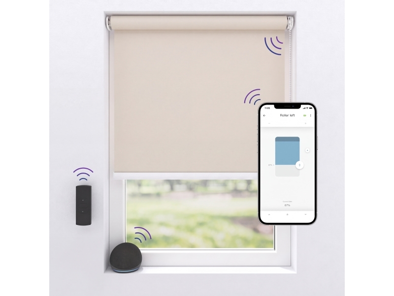 MotionBlinds trådløs elektrisk black-out rullegardin 80x190cm – Sand