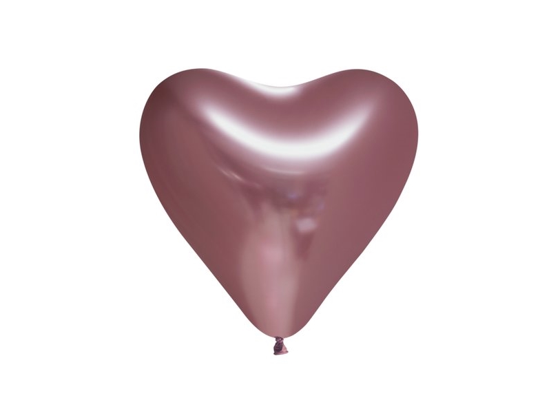 Mirror Rose Gold Hjerte Balloner, 6 Stk