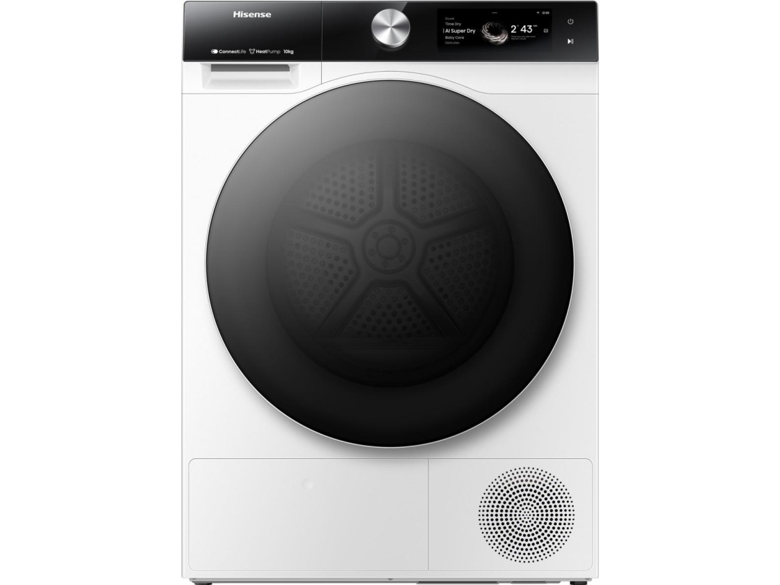 Hisense 7S Freistehender Wäschetrockner Mit Wärmepumpe, 10 Kg, Freistehend, Frontlader, Wärmepumpe, Weiß, Drehregler, Berührung, Rechts
