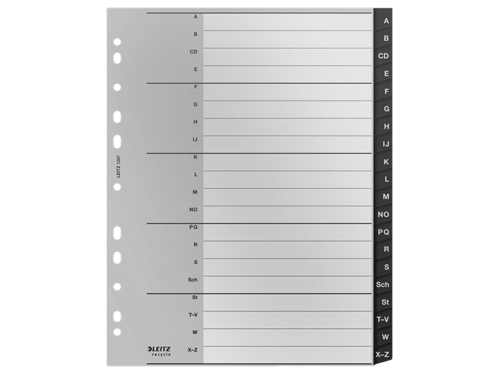 Leitz 12070000 Tab-Register Leerer Registerindex Polypropylen (Pp) Schwarz - Weiß (12070000)