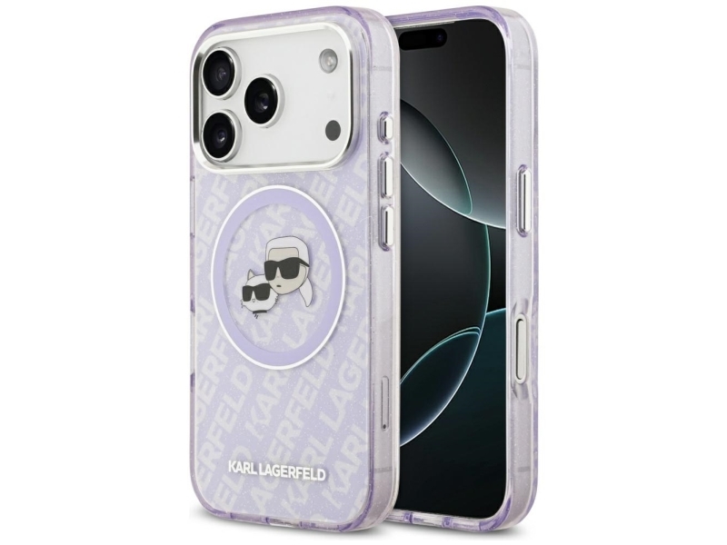 Karl Lagerfeld Iml Glitter Karl &Amp Choupette Heads Logo Magsafe-Etui Til Iphone 17 Pro Lilla